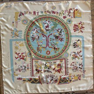 Vintage Mexico Pavilion Universal Exposition of 1992 Seville Spain Silk Scarf ?